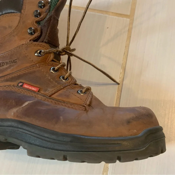Red Wing Shoes Brown Poplar  Frontier Leather Work Steel Toe Boots 9.5 - Picture 11 of 14